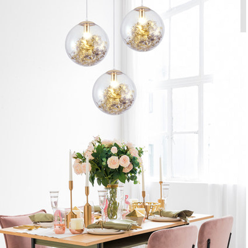 1 Light Orb Hanging Ceiling Light Modern Style Glass Hanging Lamp Kit