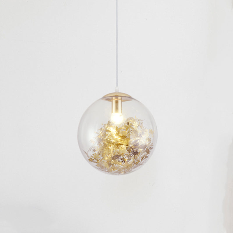 1 Light Orb Hanging Ceiling Light Modern Style Glass Hanging Lamp Kit