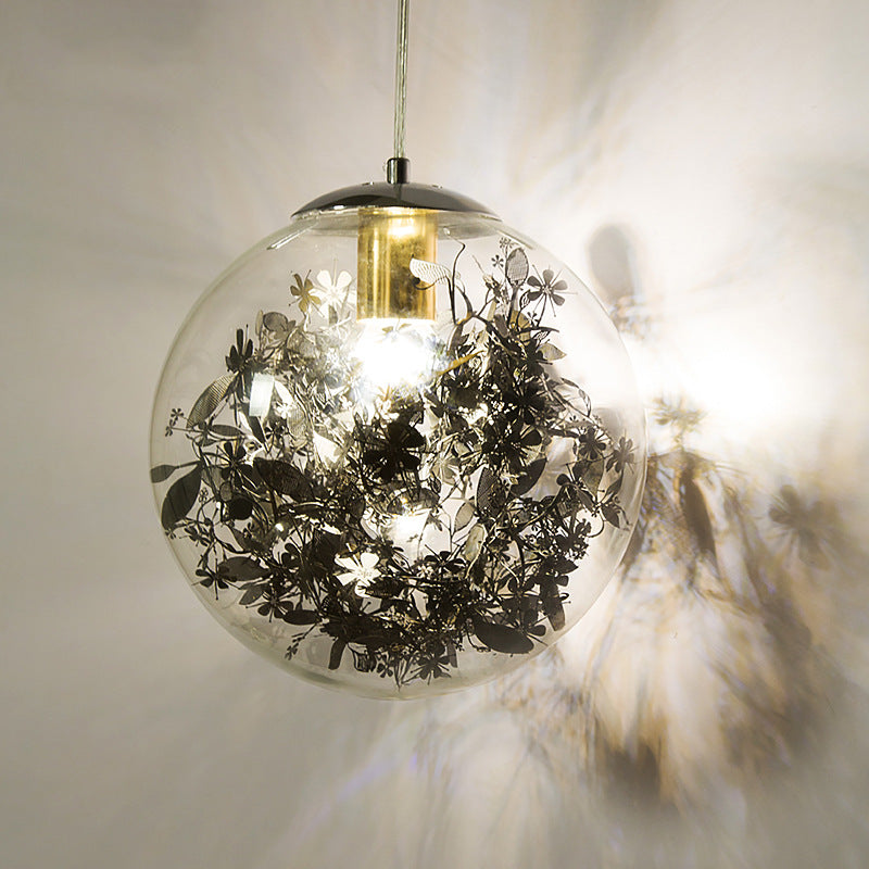 1 Light Orb Hanging Ceiling Light Modern Style Glass Hanging Lamp Kit