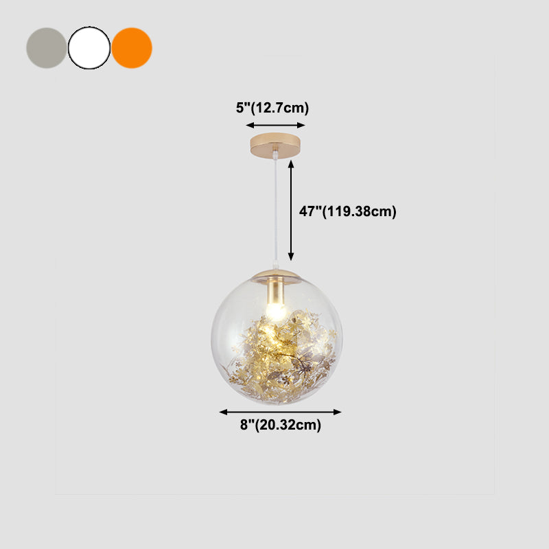 1 Light Orb Hanging Ceiling Light Modern Style Glass Hanging Lamp Kit