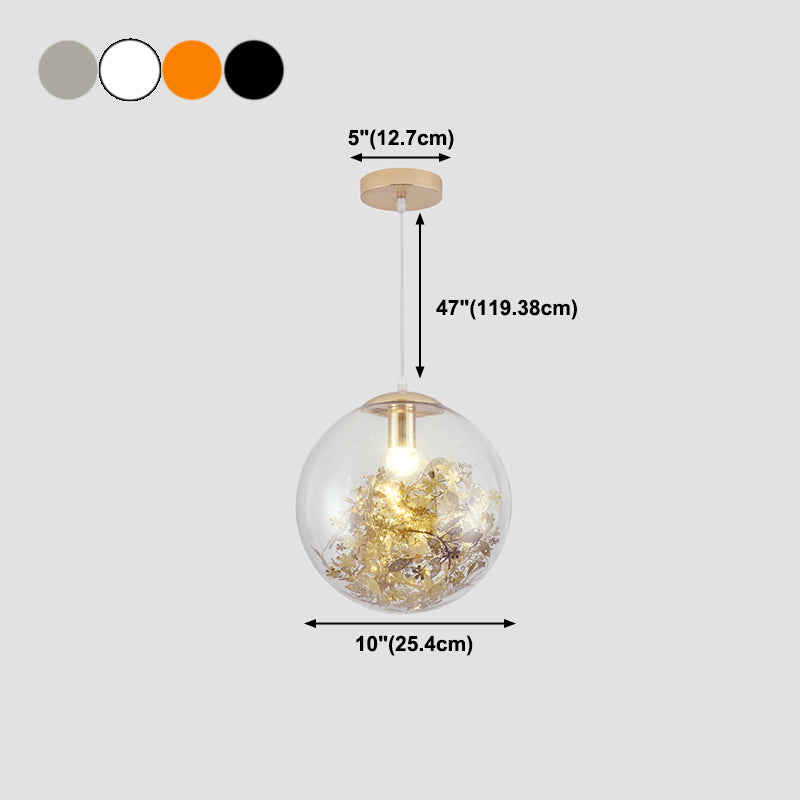 1 Light Orb Hanging Ceiling Light Modern Style Glass Hanging Lamp Kit