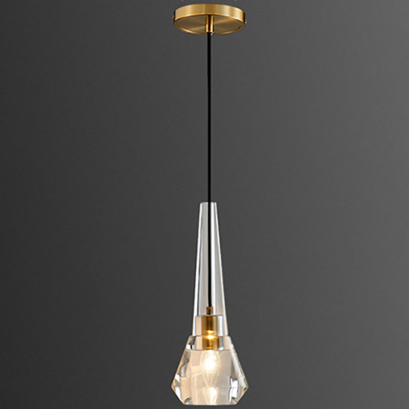 Modern Style Crystal Pendant Light Geometric Hanging Pendant for Bedroom