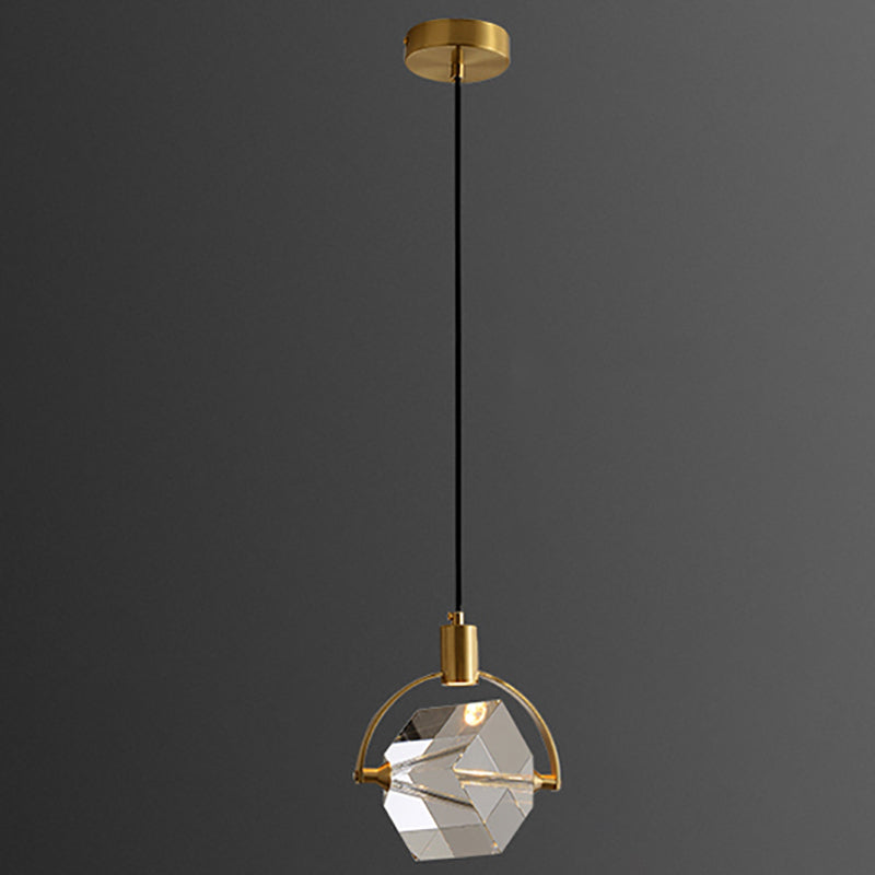 Modern Style Crystal Pendant Light Geometric Hanging Pendant for Bedroom