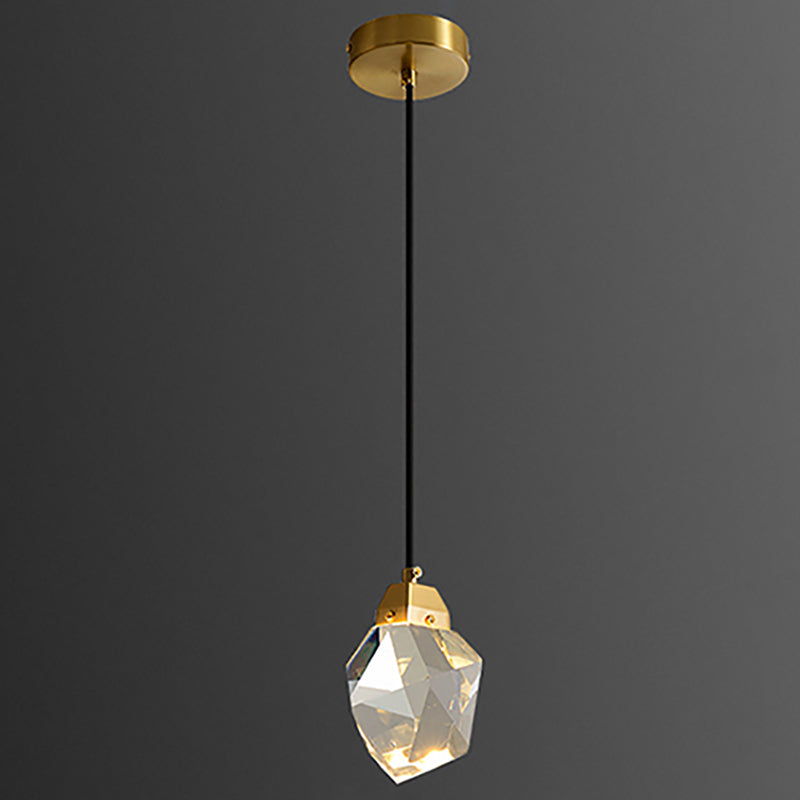 Modern Style Crystal Pendant Light Geometric Hanging Pendant for Bedroom