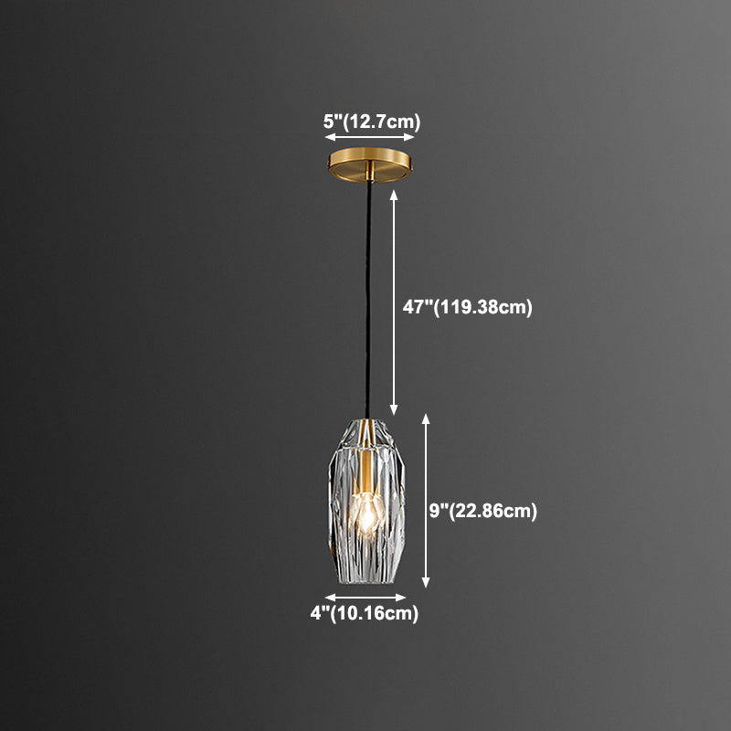 Modern Style Crystal Pendant Light Geometric Hanging Pendant for Bedroom