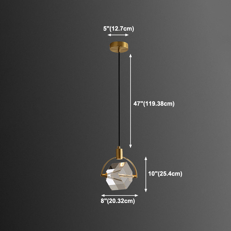 Modern Style Crystal Pendant Light Geometric Hanging Pendant for Bedroom
