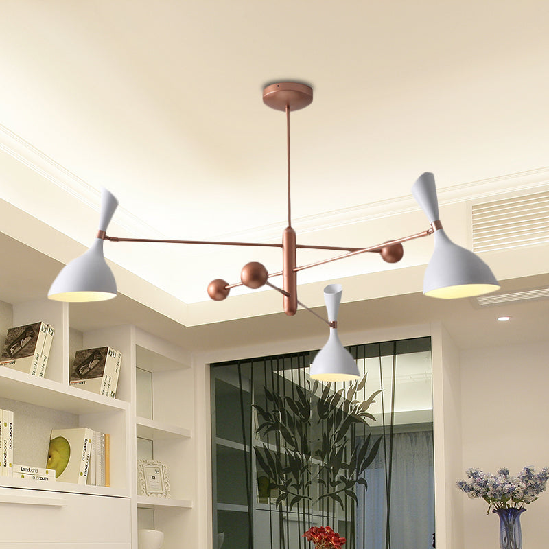 Woonkamer trechter gevormd kroonluchter met zwart/wit schaduw metaal eigentijds messing hangend licht