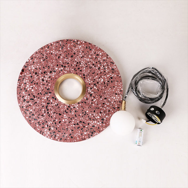 1-Light Hanging Light Fixture Modern LED Pendant Lamp with Stone Shade for Bedroom