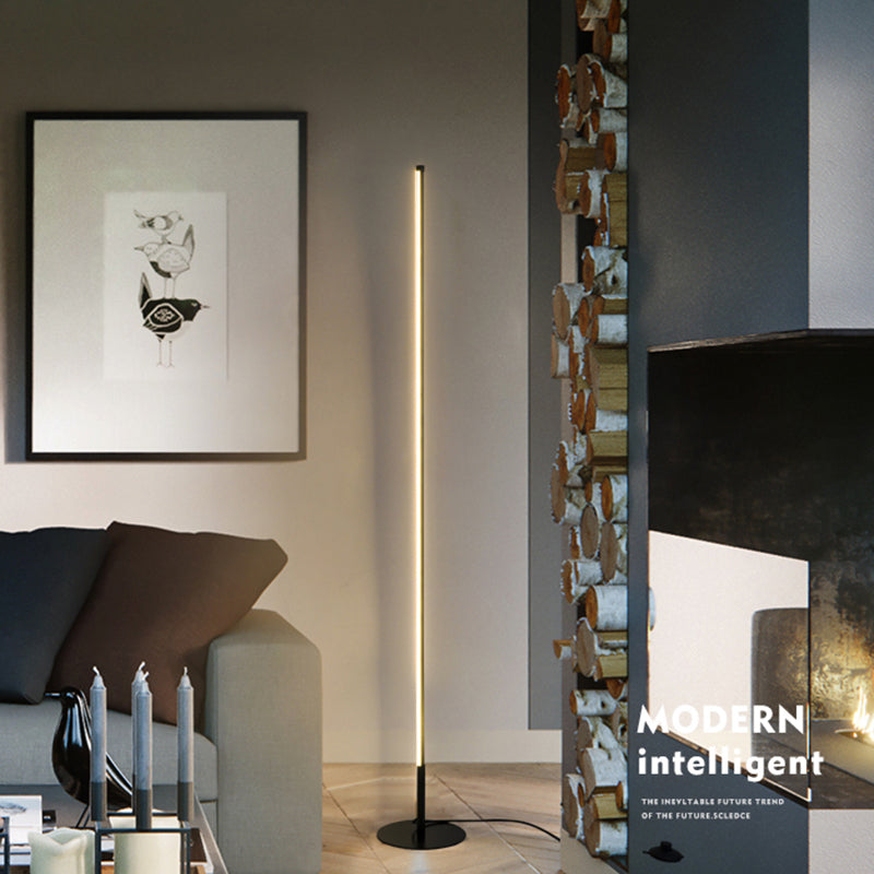 Metal Linear Shape Floor Light Modern 1-Light Floor Light for Bedroom