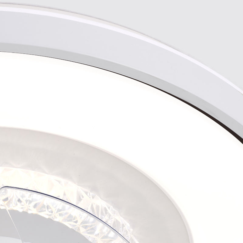 Round Bedroom Flush Mount Fan Lamp Metallic Nordic Style LED Semi Flush Light