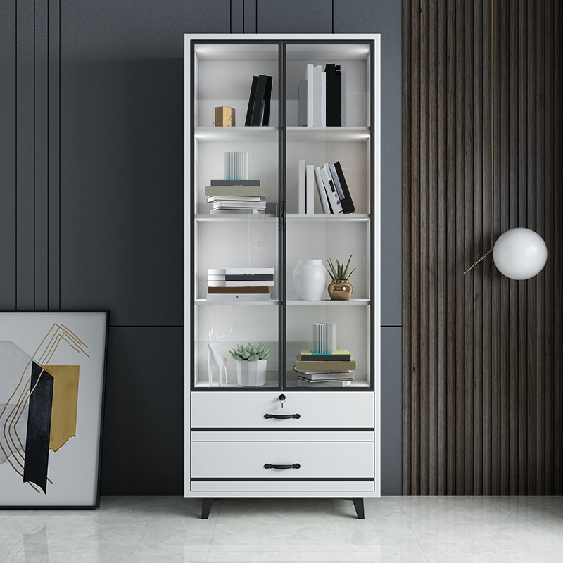 82.68"H Bookcase Contemporary Style Bookshelf With Doors for Office Home