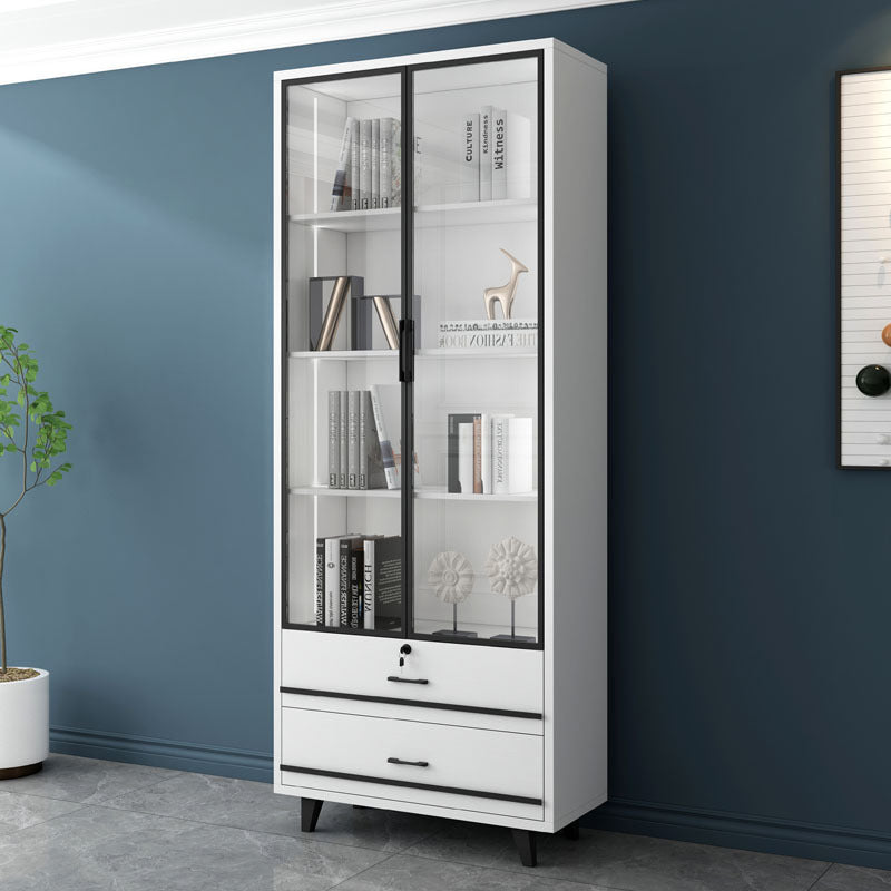 82.68"H Bookcase Contemporary Style Bookshelf With Doors for Office Home