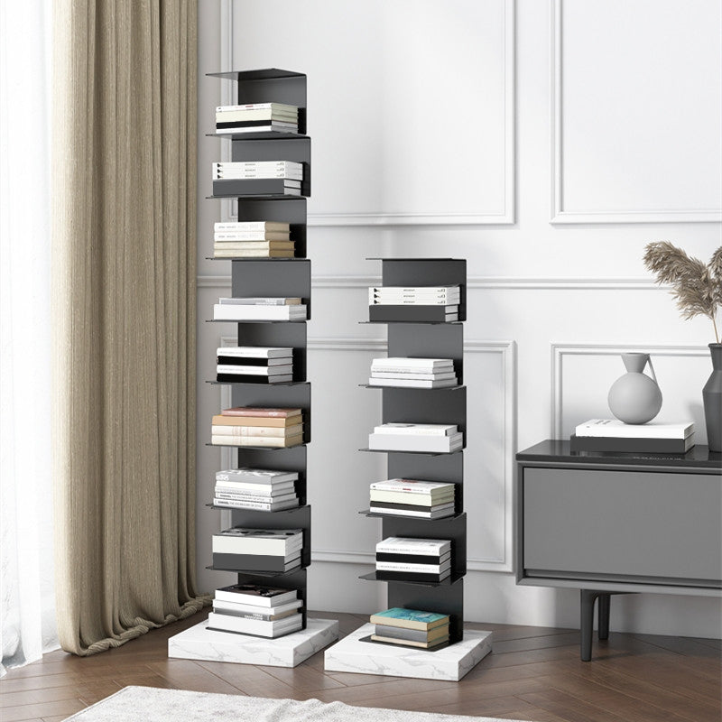 Modern Style Vertical Bookshelf Closed Back Metal Bookcase for Home