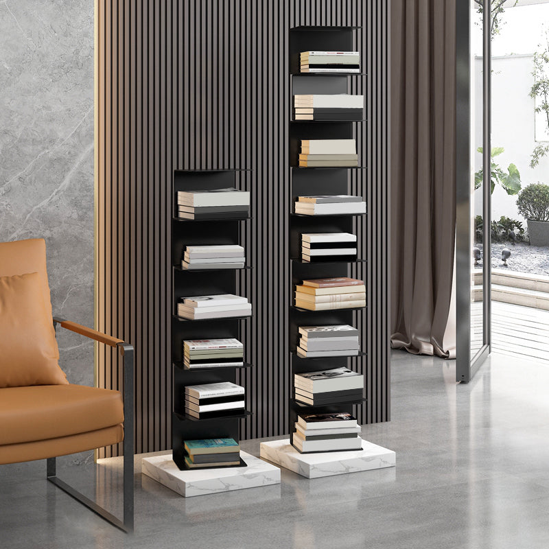 Modern Style Vertical Bookshelf Closed Back Metal Bookcase for Home