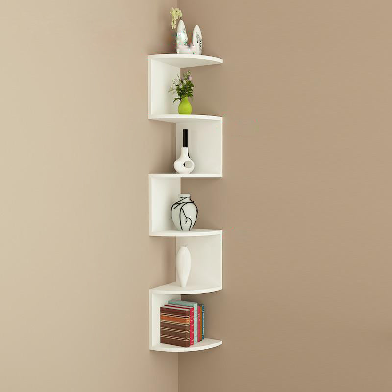Contemporary Wall Mounted Bookcase Engineered Wood Bookshelf