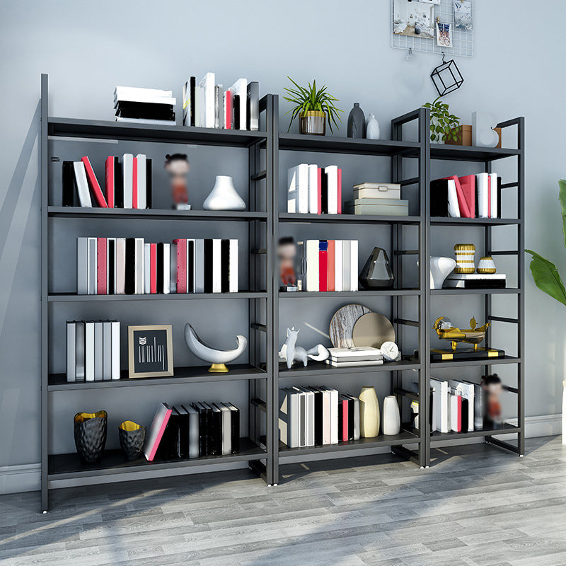 3/4/5-Shelf Iron Etagere Bookshelf Black and White Vertical Bookcase for Living Room