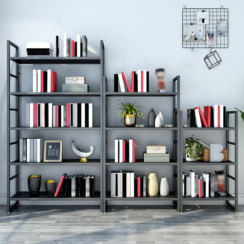 3/4/5-Shelf Iron Etagere Bookshelf Black and White Vertical Bookcase for Living Room
