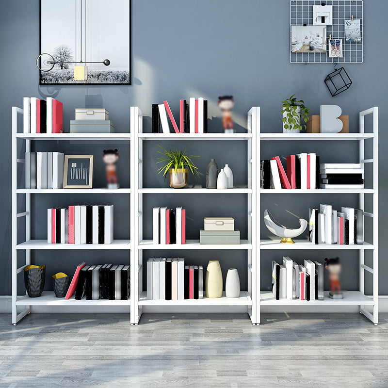 3/4/5-Shelf Iron Etagere Bookshelf Black and White Vertical Bookcase for Living Room