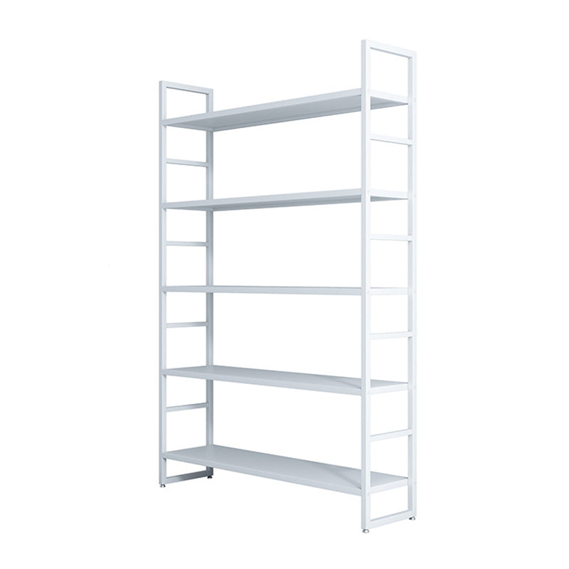 3/4/5-Shelf Iron Etagere Bookshelf Black and White Vertical Bookcase for Living Room