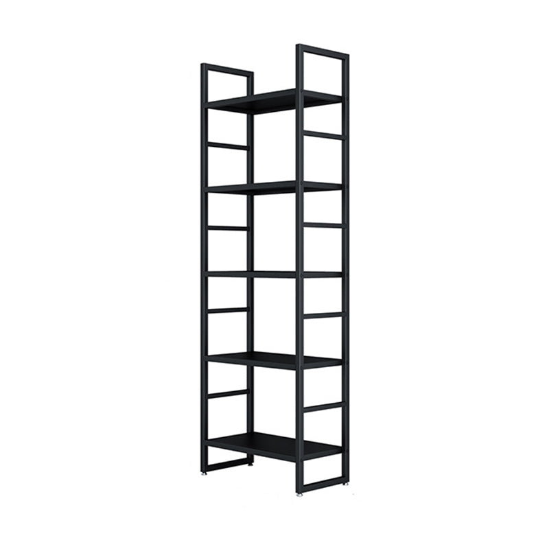 3/4/5-Shelf Iron Etagere Bookshelf Black and White Vertical Bookcase for Living Room