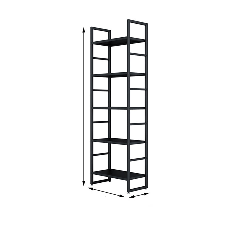 3/4/5-Shelf Iron Etagere Bookshelf Black and White Vertical Bookcase for Living Room