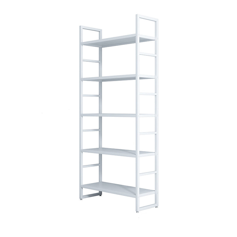 3/4/5-Shelf Iron Etagere Bookshelf Black and White Vertical Bookcase for Living Room