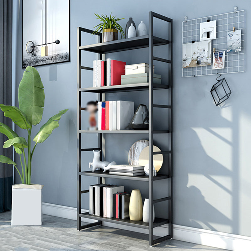 3/4/5-Shelf Iron Etagere Bookshelf Black and White Vertical Bookcase for Living Room