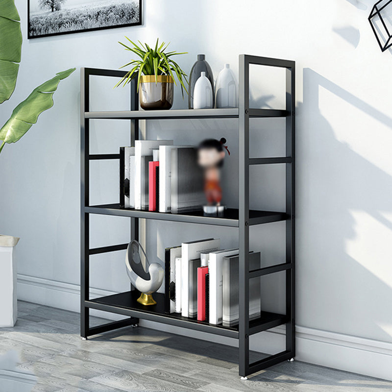 3/4/5-Shelf Iron Etagere Bookshelf Black and White Vertical Bookcase for Living Room