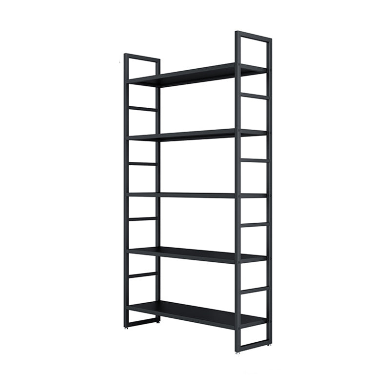 3/4/5-Shelf Iron Etagere Bookshelf Black and White Vertical Bookcase for Living Room