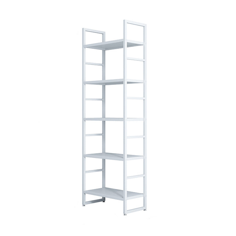 3/4/5-Shelf Iron Etagere Bookshelf Black and White Vertical Bookcase for Living Room
