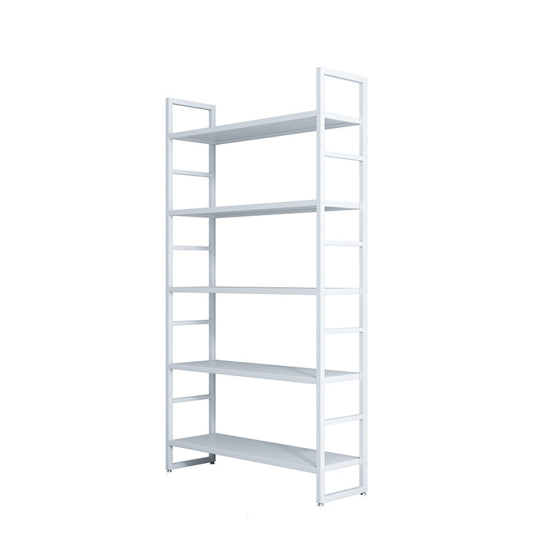 3/4/5-Shelf Iron Etagere Bookshelf Black and White Vertical Bookcase for Living Room