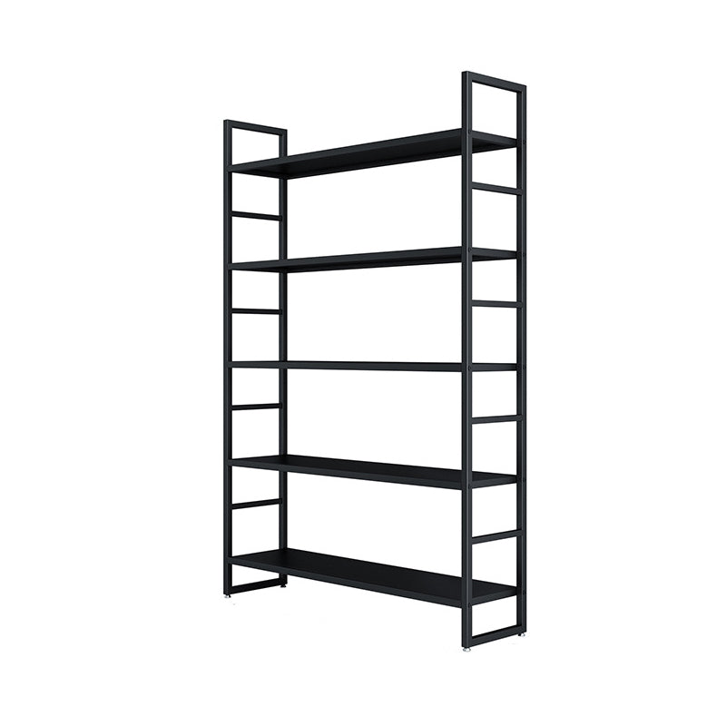 3/4/5-Shelf Iron Etagere Bookshelf Black and White Vertical Bookcase for Living Room