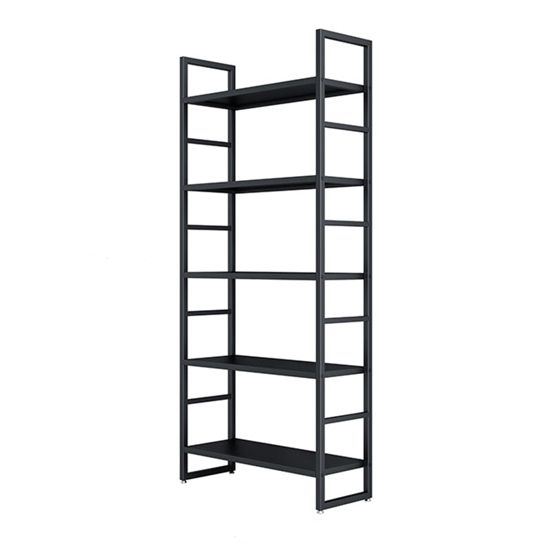 3/4/5-Shelf Iron Etagere Bookshelf Black and White Vertical Bookcase for Living Room