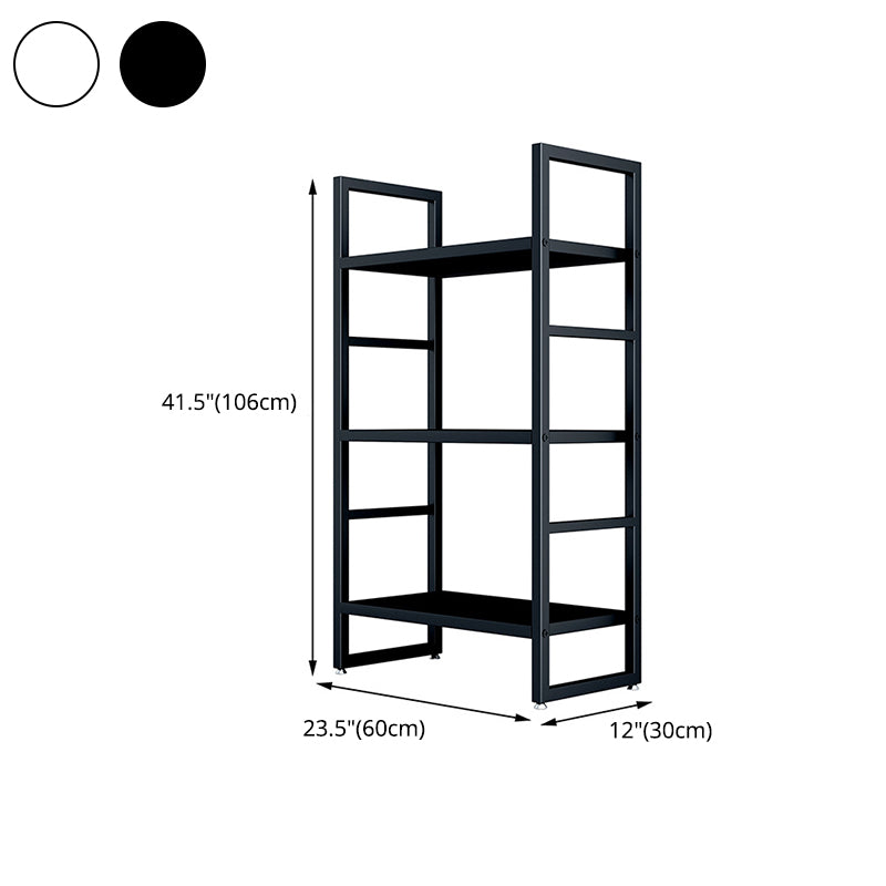 3/4/5-Shelf Iron Etagere Bookshelf Black and White Vertical Bookcase for Living Room