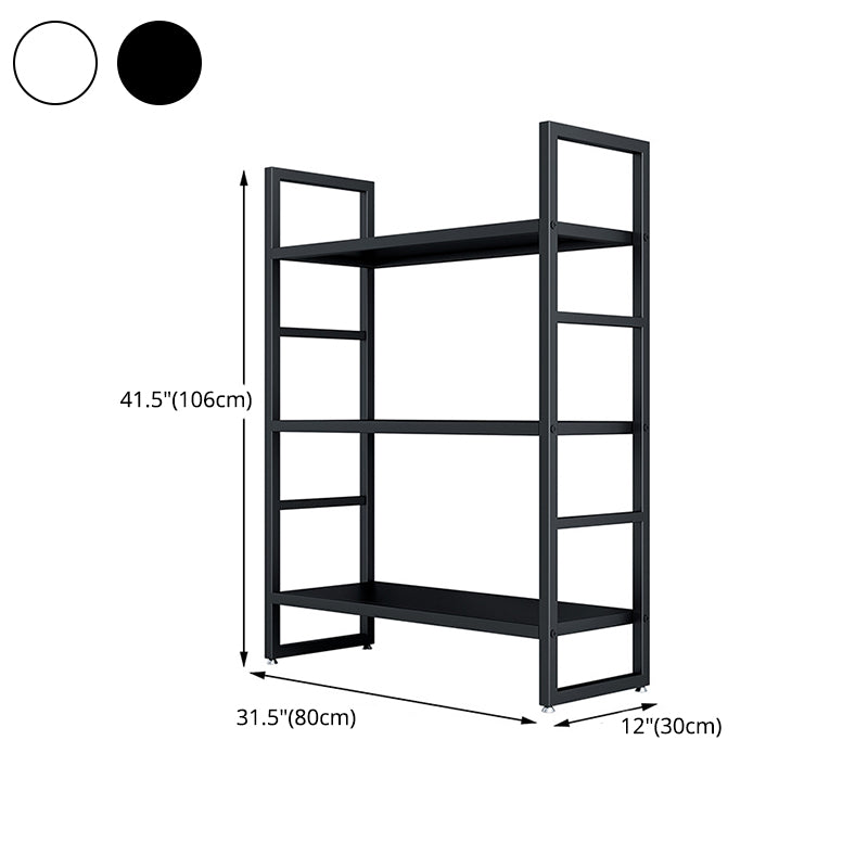 3/4/5-Shelf Iron Etagere Bookshelf Black and White Vertical Bookcase for Living Room