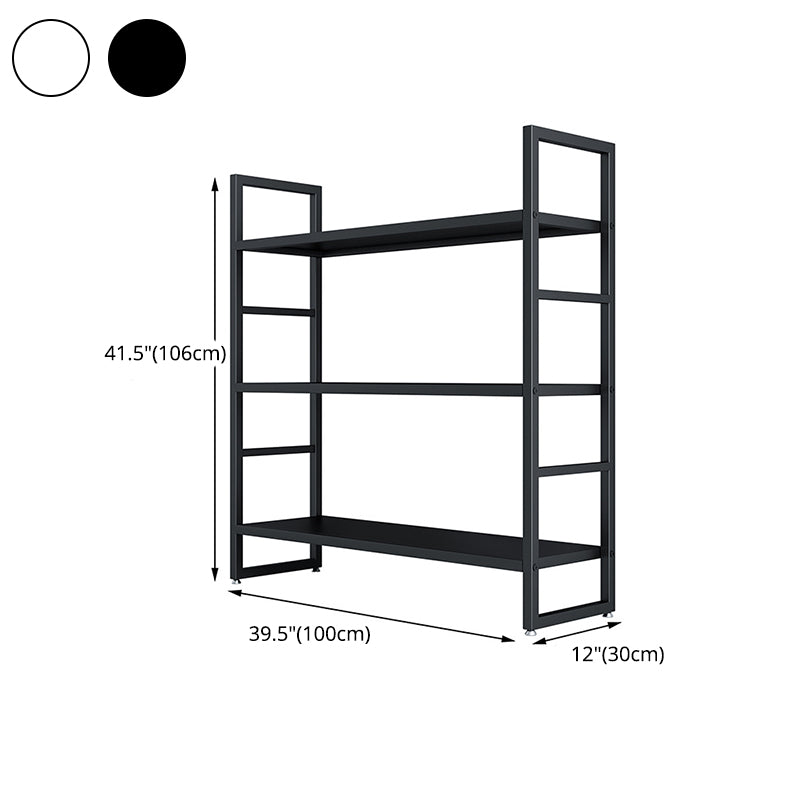 3/4/5-Shelf Iron Etagere Bookshelf Black and White Vertical Bookcase for Living Room