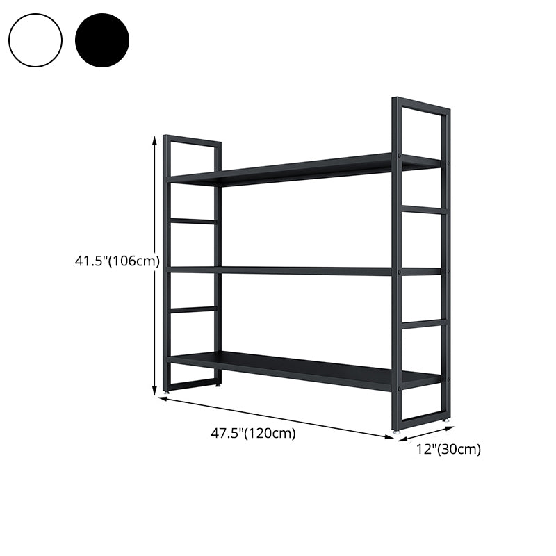 3/4/5-Shelf Iron Etagere Bookshelf Black and White Vertical Bookcase for Living Room