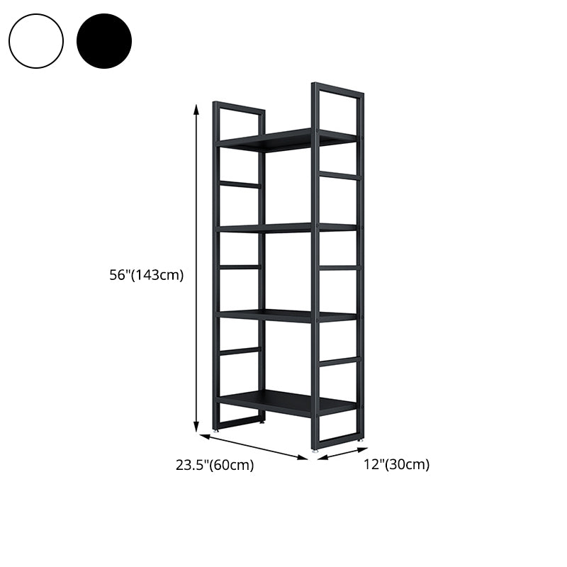 3/4/5-Shelf Iron Etagere Bookshelf Black and White Vertical Bookcase for Living Room