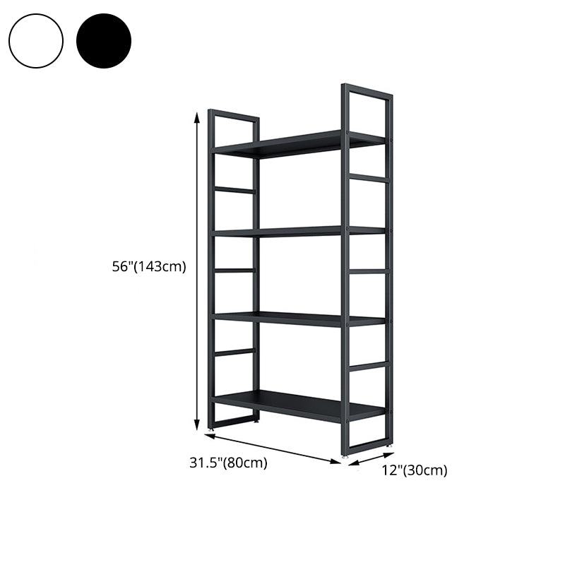 3/4/5-Shelf Iron Etagere Bookshelf Black and White Vertical Bookcase for Living Room