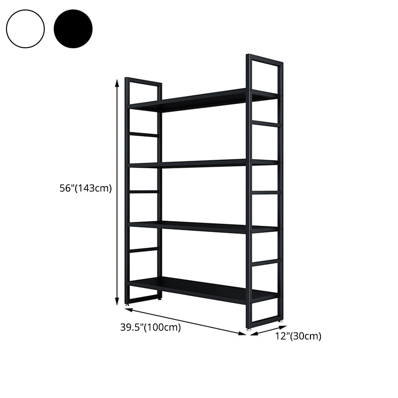 3/4/5-Shelf Iron Etagere Bookshelf Black and White Vertical Bookcase for Living Room