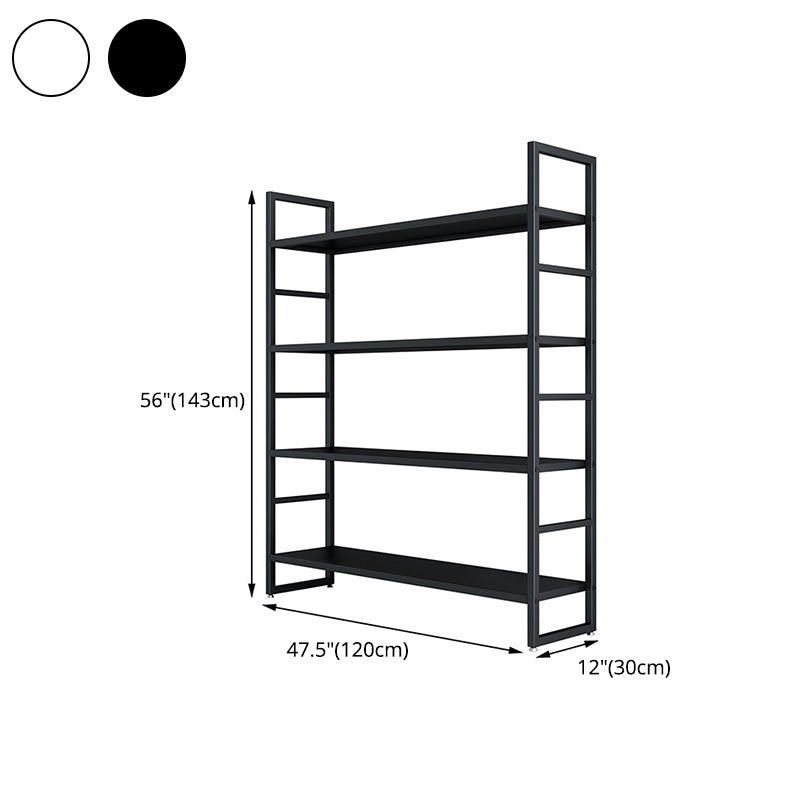 3/4/5-Shelf Iron Etagere Bookshelf Black and White Vertical Bookcase for Living Room