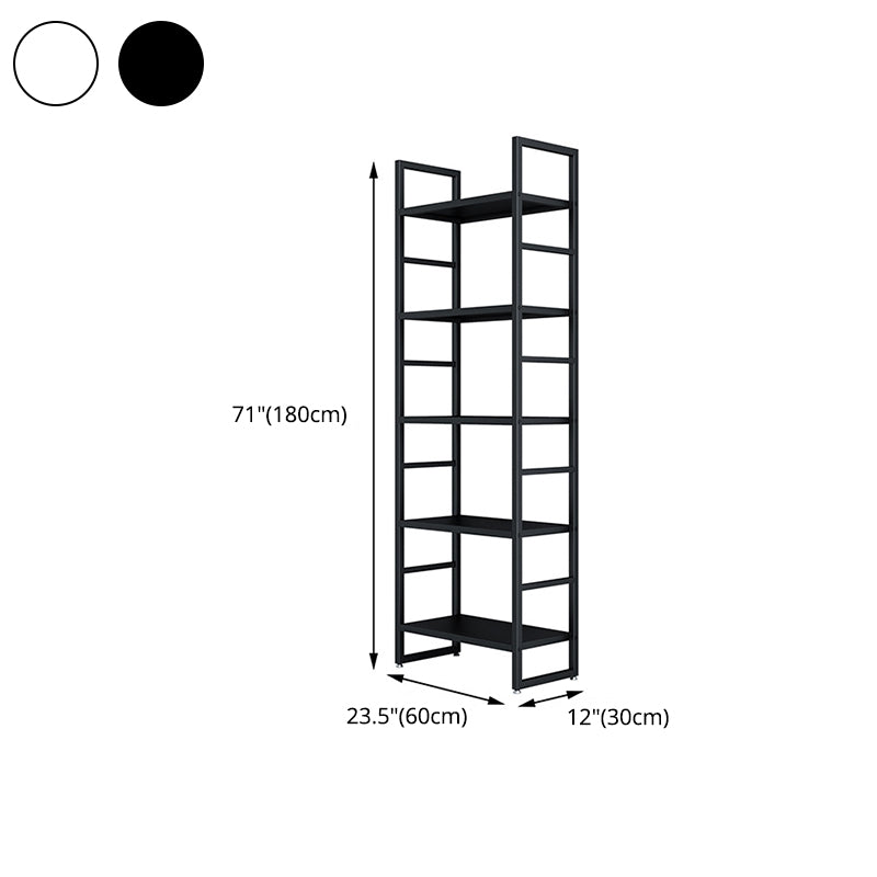 3/4/5-Shelf Iron Etagere Bookshelf Black and White Vertical Bookcase for Living Room