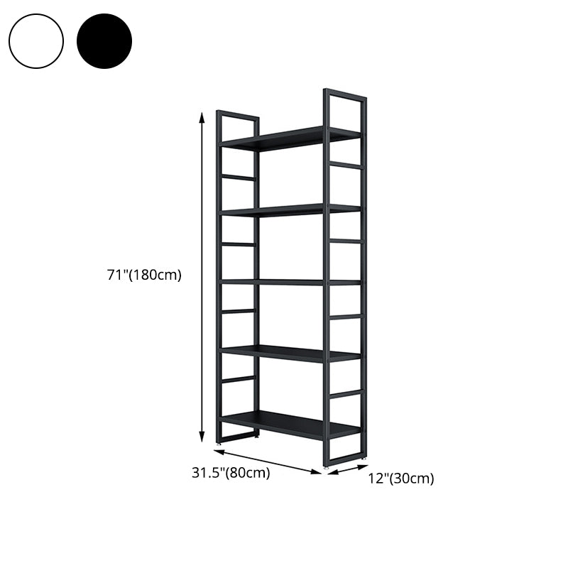 3/4/5-Shelf Iron Etagere Bookshelf Black and White Vertical Bookcase for Living Room
