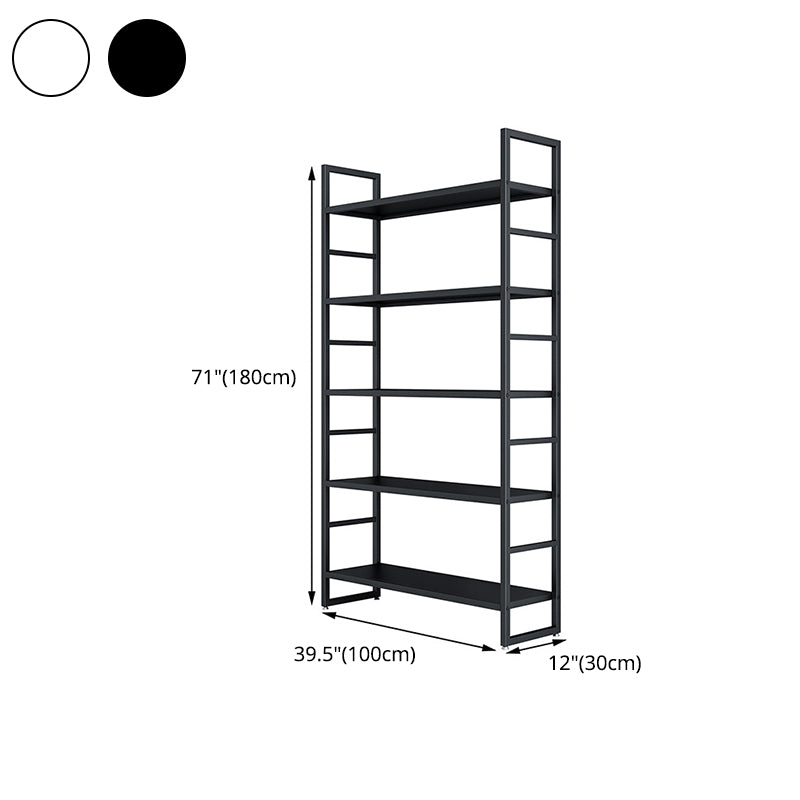 3/4/5-Shelf Iron Etagere Bookshelf Black and White Vertical Bookcase for Living Room