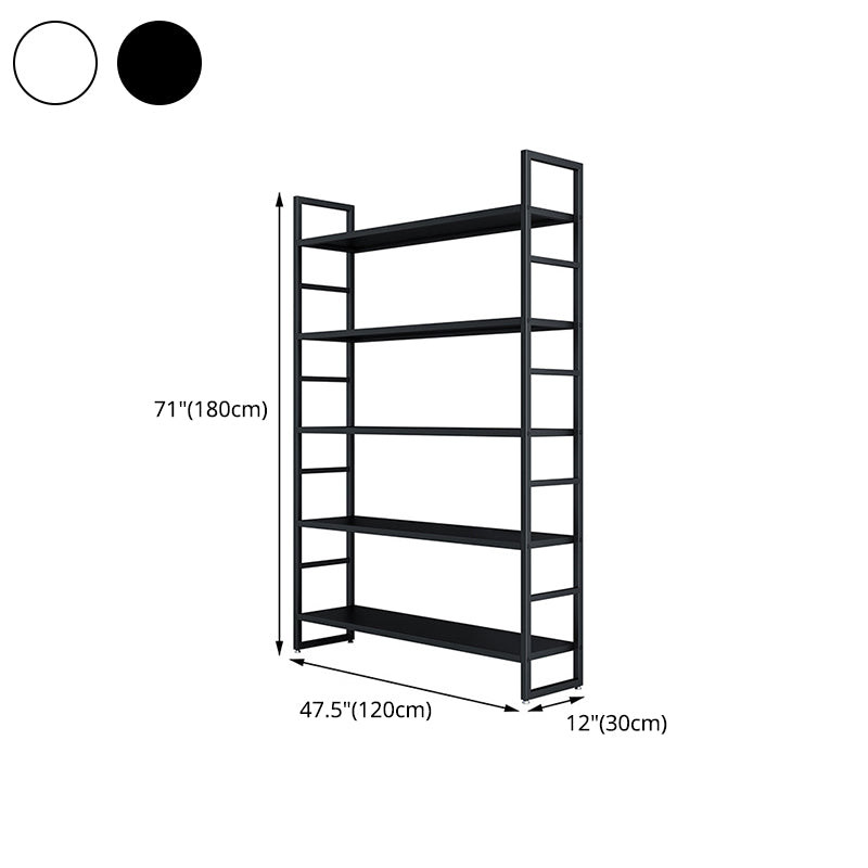 3/4/5-Shelf Iron Etagere Bookshelf Black and White Vertical Bookcase for Living Room