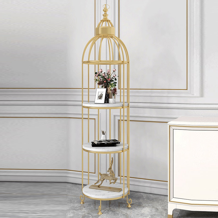 Modern Indoor Geometric Bookshelf Metal Frame Manufactured Wood Shelf Bookcase