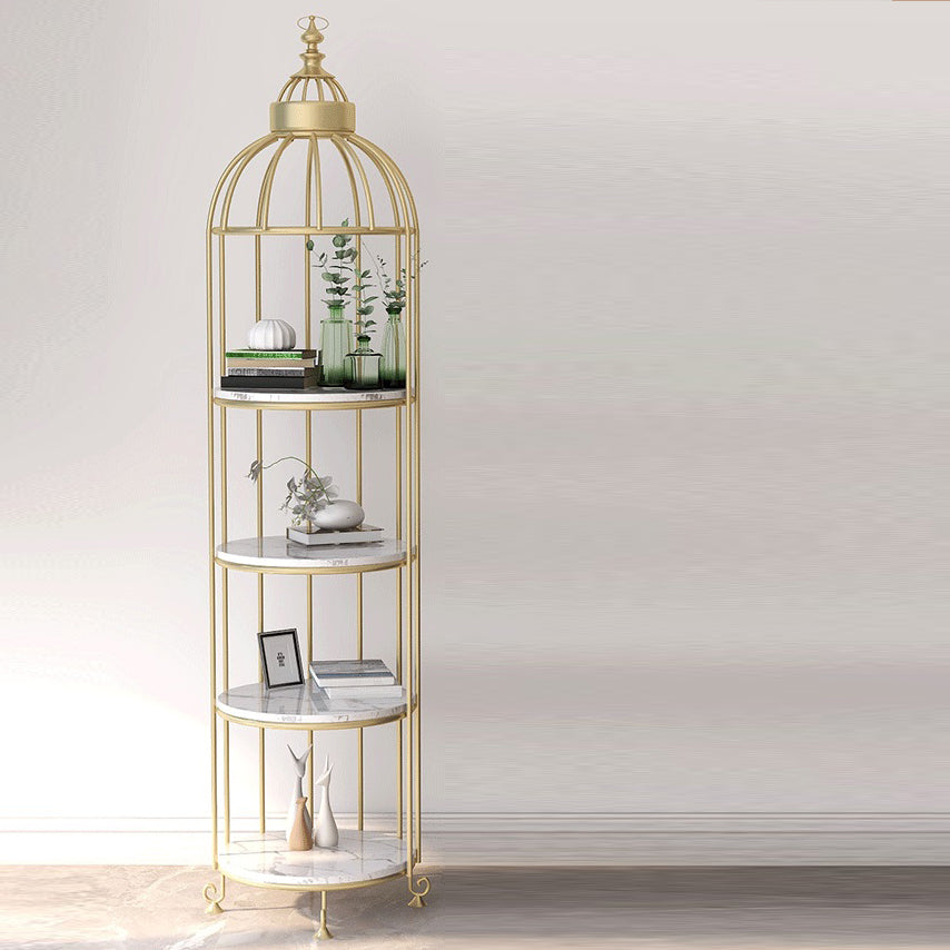 Modern Indoor Geometric Bookshelf Metal Frame Manufactured Wood Shelf Bookcase