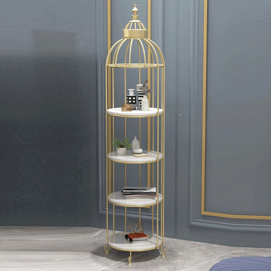 Modern Indoor Geometric Bookshelf Metal Frame Manufactured Wood Shelf Bookcase