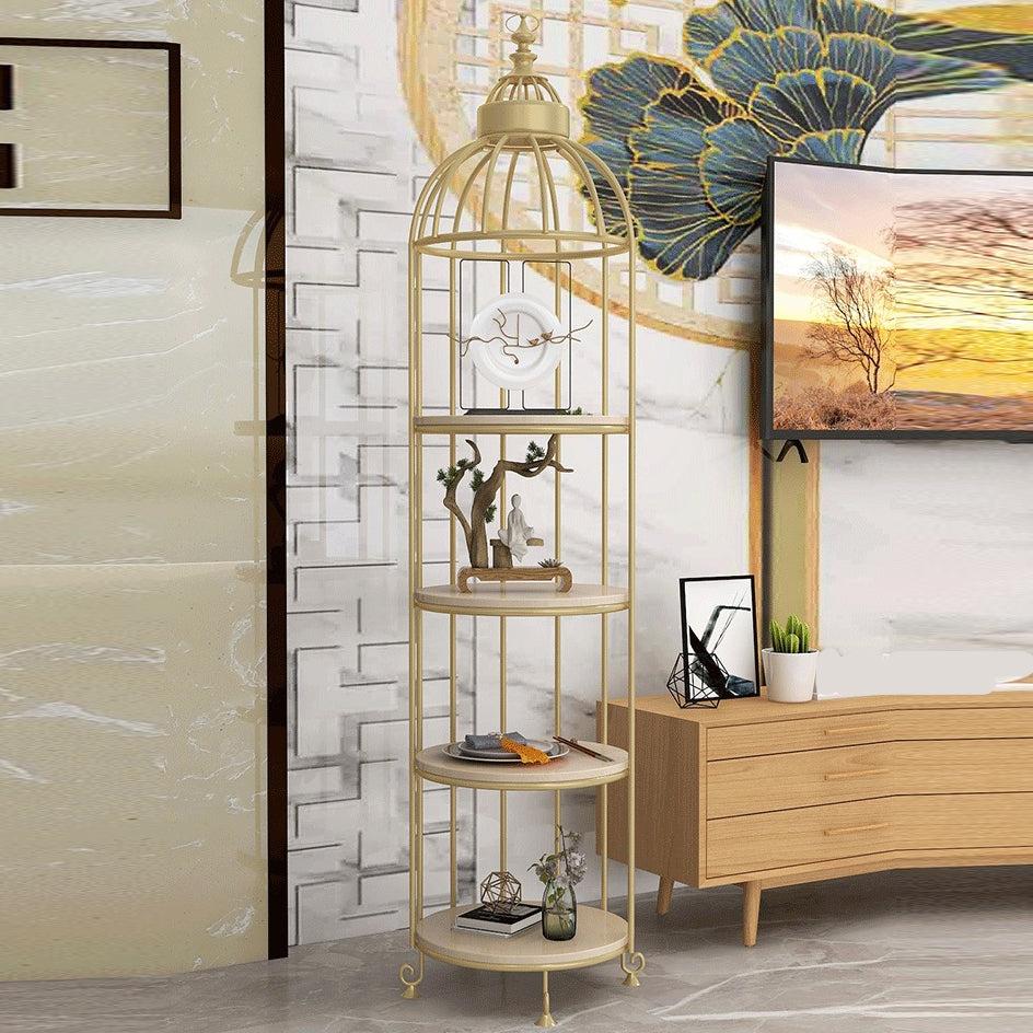 Modern Indoor Geometric Bookshelf Metal Frame Manufactured Wood Shelf Bookcase