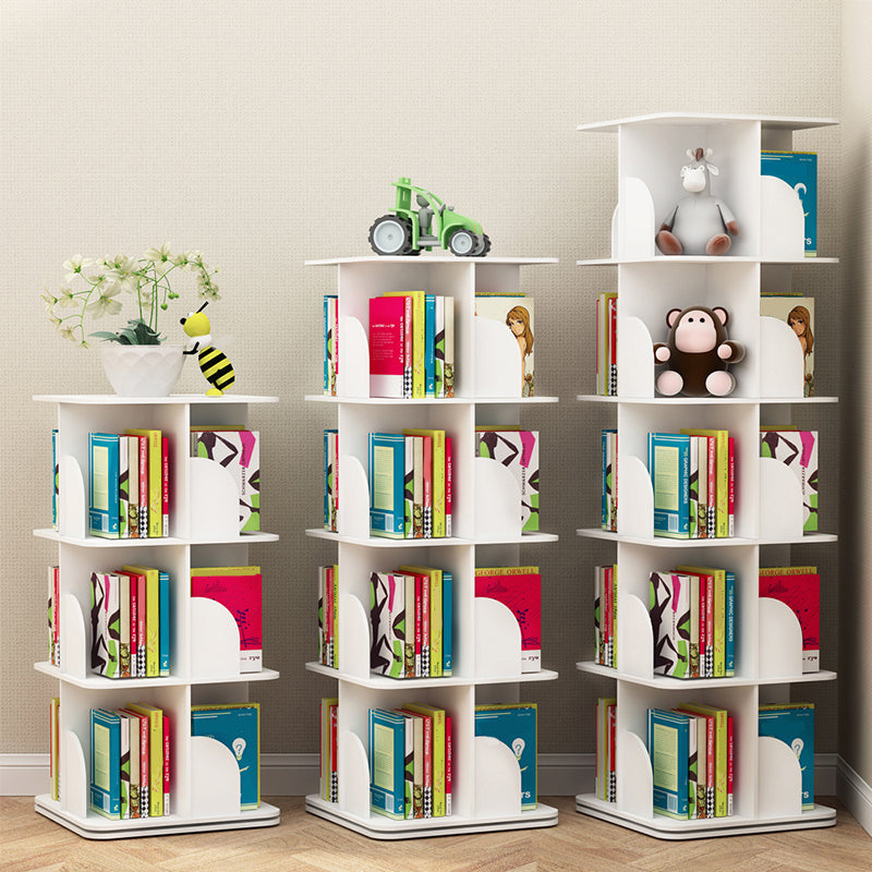 White Closed Back Bookshelf Manufactured Wood Bookcase for Living Room